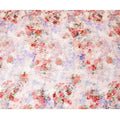Cantaloupe silk chiffon fabric with multi colored digital prints and burnout velvet in floral design for Dirac - D9840