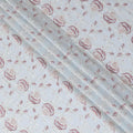 Powder blue Premium pure cotton voile fabric with dark brown and beige embroider in floral design-D15251