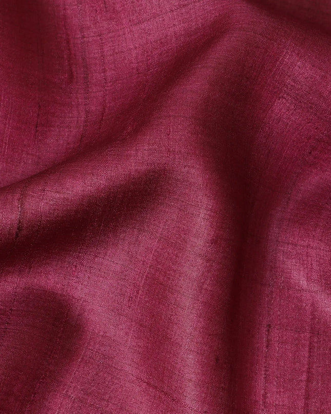 Magenta pink plain blended tussar silk fabric-D12245 Regal Fabrics