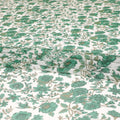 Off white silk wrinkle chiffon fabric with forest green and olive green print in floral design-D8561 Regal Fabrics