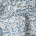 Cream blended cotton fabric with baby blue print in floral design-D15133