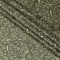Olive green viscose twill printed fabric with light green prints in floral design-D11173 - Regal Fabrics