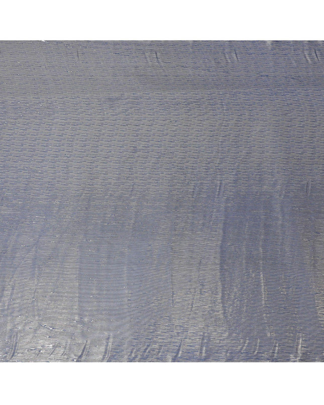 قماش شيفون من الحرير الخالص باللون الأزرق مع لوركس معدني ذهبي بتصميم مخطط -D12438