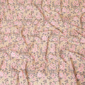 Pale brown organic cotton fabric with baby pink, grey and white print in floral design-D8853