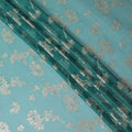 Teal blue Premium pure changent silk chiffon garbasaar with gold metallic lurex in floral design-D12409