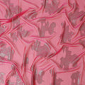 Fuchsia pink Premium pure French (Fransawi) silk chiffon garbasaar with gold metallic lurex in floral design-D11574 Regal Fabrics