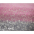 Baby pink to black synthetic chiffon fabric having gold metallic foil in ombre design-D10658