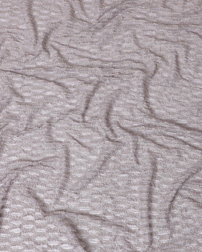 Light mauve nylon tulle fabric with same tone fancy embroidery having sequins in Fancy design-D11726