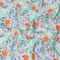 Vista green synthetic crepe fabric with multicolor print in floral design-D10013 Regal Fabrics