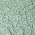 Mint green cotton voile fabric with beige and off white print in floral design-D14839