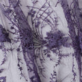 Dark purple nylon tulle fabric with same tone embroidery and beads in fancy design