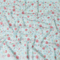 Baby blue premium pure cotton voile fabric with same tone, baby pink and beige embroidery in floral design-D13641