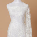Ivory Premium Wedding French chantilly lace fabric in floral design-D8368