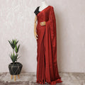 Crimson red Premium pure Changent French silk chiffon saree having stone work in fancy design-D15511
