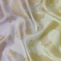 Multicolor premium pure French (Fransawi) silk chiffon fabric with gold metallic lurex in paisley design-D12723