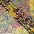 Multicolor Premium pure French (Fransawi) silk chiffon fabric with gold metallic lurex in floral design-D14020