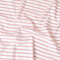 White cotton linen shirting fabric with peach print in stripe design-D7408