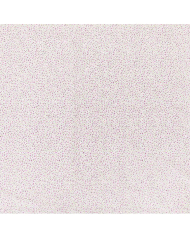White 100% Swiss cotton lawn fabric with baby pink and parrot green print in floral design-D10104 Regal Fabrics