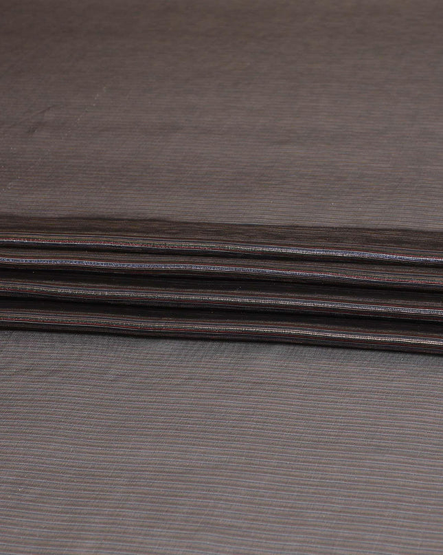 Black Premium French (Fransawi) silk chiffon fabric with multicolor metallic lurex in stripe design-D9378