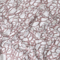 Pearl white premium pure silk chiffon fabric with rose pink metallic lurex in abstract design-D10543