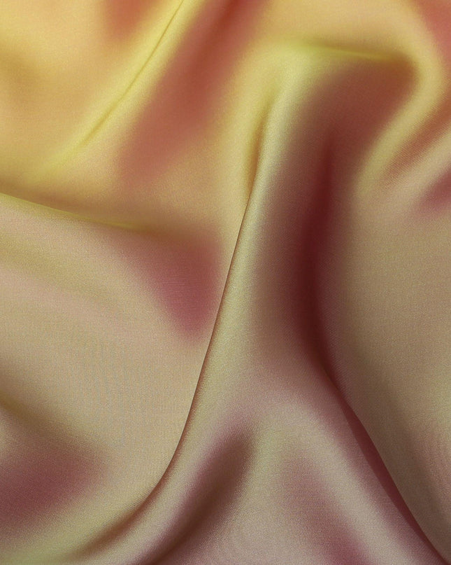 أصفر خردل إلى أزرق داكن قماش شيفون من الحرير الخالص الفاخر بتصميم متدرج - D13397