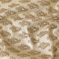 Beige silk brocade with brown and gold metallic lurex in paisley design-D11332