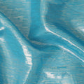 Sky blue Premium pure silk chiffon fabric with gold metallic lurex in stripe design-D12434