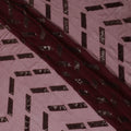 Maroon premium pure silk chiffon fabric with same tone sequins embroidery in geometric design-D13625