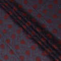 Dark navy blue Premium pure 100% Swiss cotton voile (Sudanese Thobe) fabric with crimson red and gold embroidery having stone work in fancy design-D13799