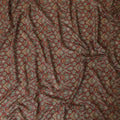 Chestnut brown synthetic modal satin fabric with olive green and beige print in floral design-D9102