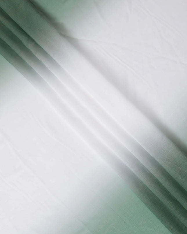 Fern green, white synthetic chiffon fabric with same tone metallic lurex in ombre design-D14452 Regal Fabrics