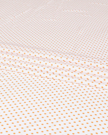 White viscose crepe fabric with royal orange dots print in polka dot design-D7824 Regal Fabrics