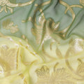 Paris green, yellow, brown Premium pure French (Fransawi) silk chiffon fabric in floral design-D14024