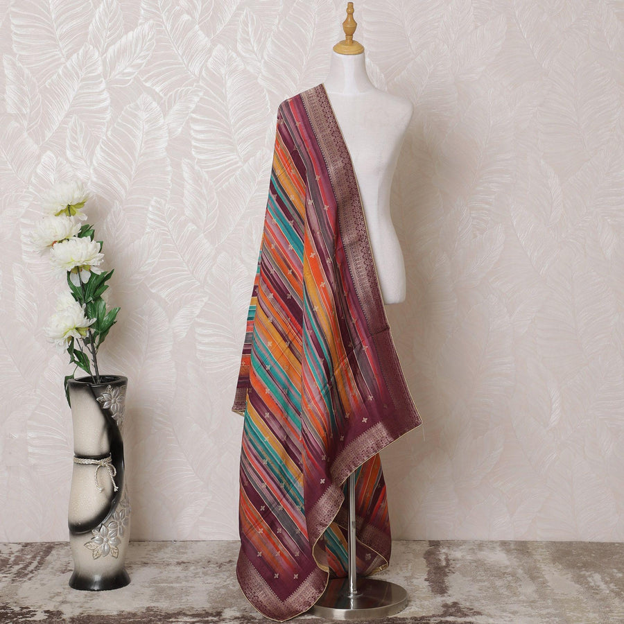 Multicolor Synthetic dupatta with multicolor jacquard in floral design-D14957