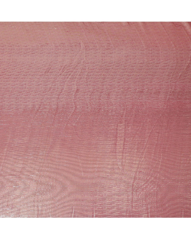 شيفون من الحرير الخالص الفاخر باللون الوردي من خشب الورد مع لوريكس معدني ذهبي بتصميم مخطط -D11415