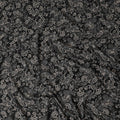 Black viscose crepe printed fabric with white prints in floral design-D11170