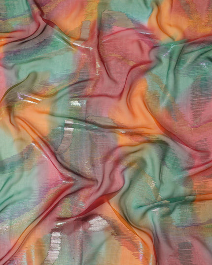 Multicolor premium pure silk chiffon garbasaar with same tone metallic lurex in fancy design-D11587 Regal Fabrics