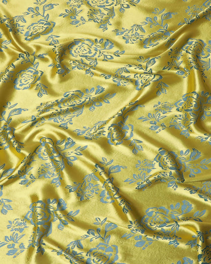 Light Mehindi green premium pure burnout silk chiffon fabric in floral design-D13102