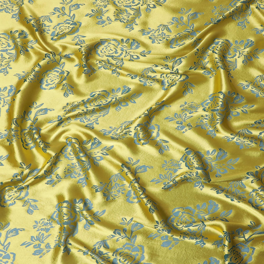 Light Mehindi green premium pure burnout silk chiffon fabric in floral design-D13102