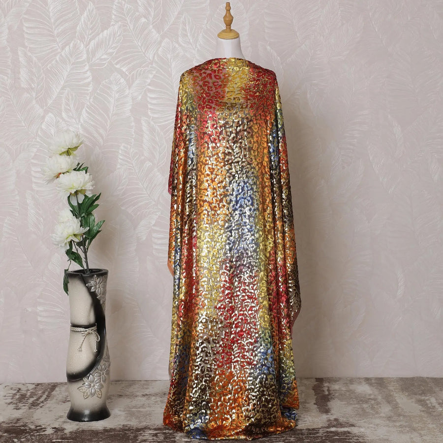 Multicolor Premium pure silk blended velvet makmal dirac fabric with gold metallic lurex in abstract design-D14859 Regal Fabrics