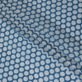Olympic blue premium pure silk crepe fabric with white print in abstract design-D12077 Regal Fabrics