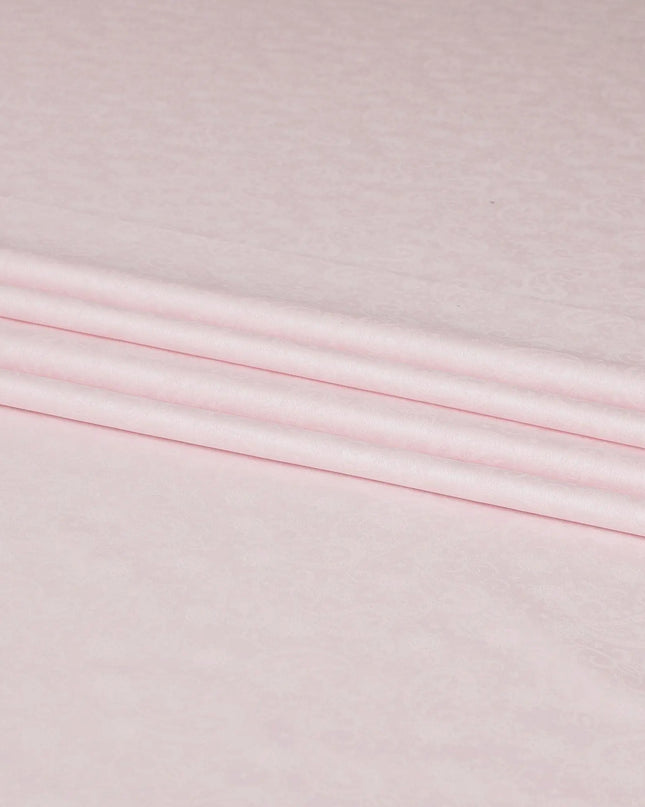 Crepe pink cotton satin fabric in self design having same tone jacquard-D6821 Regal Fabrics