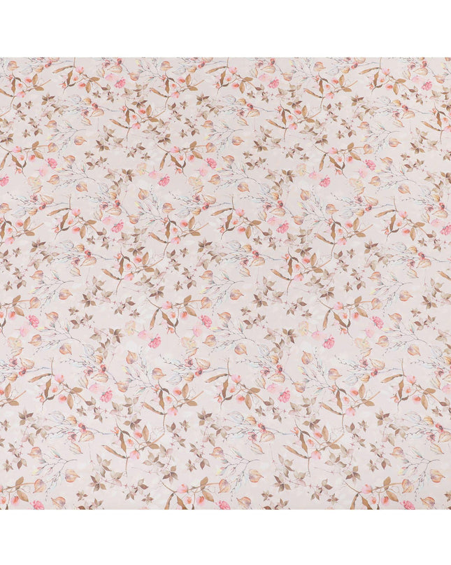 قماش جورجيت صناعي باللون البيج اللاتيه مع طباعة متعددة الألوان بتصميم الأزهار-D10294