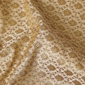 Latte beige silk brocade fabric with gold metallic lurex in bouquet design-D11308