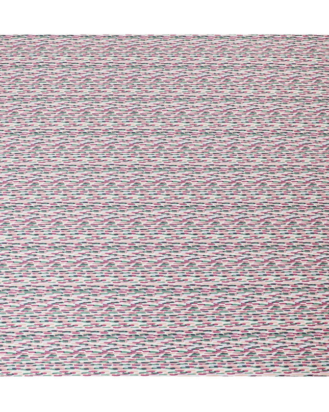 Off white cotton lawn fabric with pink, peach and green print in fancy design-D15229