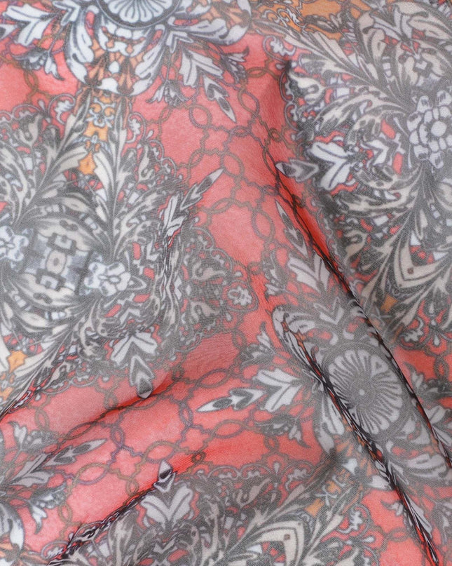 Multicolor printed synthetic chiffon fabric in floral design-D11014 Regal Fabrics