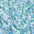 Sea blue synthetic crepe fabric with multicolor print in floral design-D10023 - Regal Fabrics