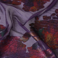 Purple premium pure silk chiffon fabric with multicolor metallic lurex in fancy design-D9079