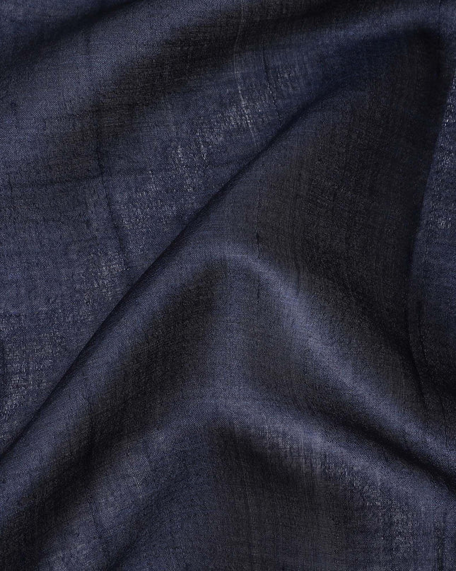 Navy blue plain blended tussar silk fabric-D12243 Regal Fabrics