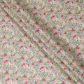 Beige cotton lawn fabric with multicolor print in floral design-D15222